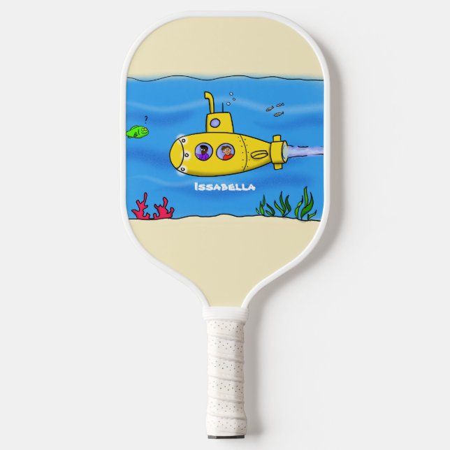 Happy U-Boot-Cartoon Pickleball Schläger (Vorderseite)