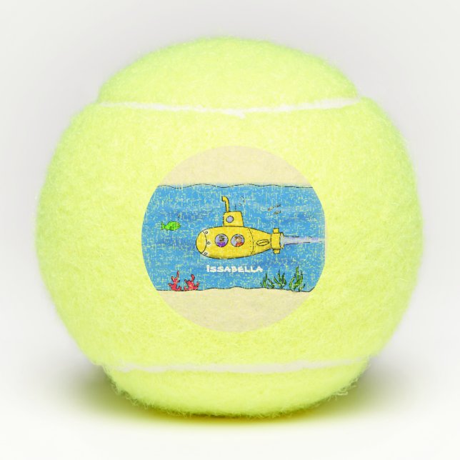 Happy U-Boot-Cartoon Tennisbälle (Vorderseite)