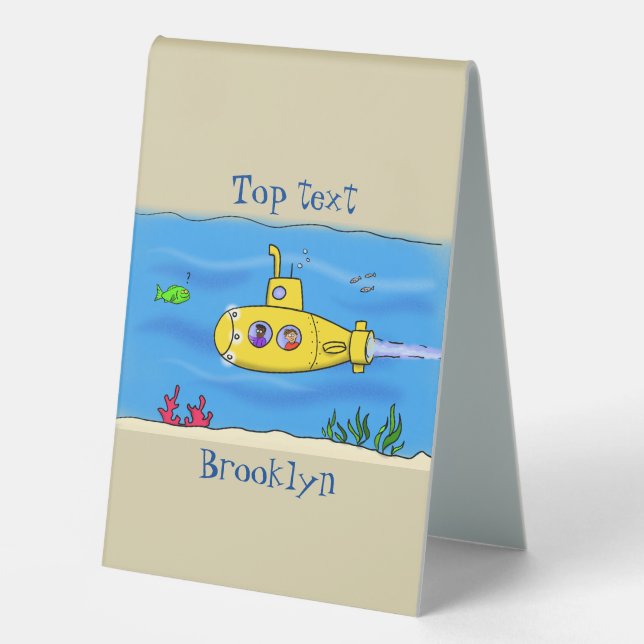 Happy U-Boot-Cartoon Tischaufsteller (Vorderseite)