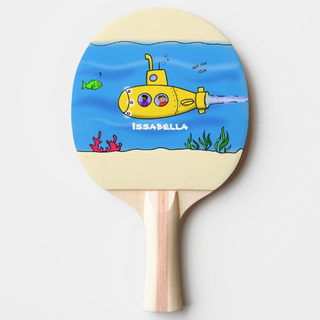 Happy U-Boot-Cartoon Tischtennis Schläger (Vorderseite)