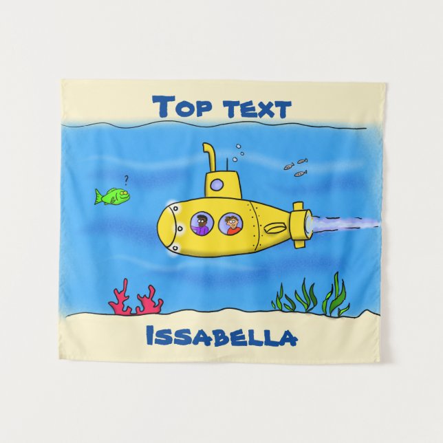 Happy U-Boot-Cartoon Wandteppich (Vorderseite (Horizontal))