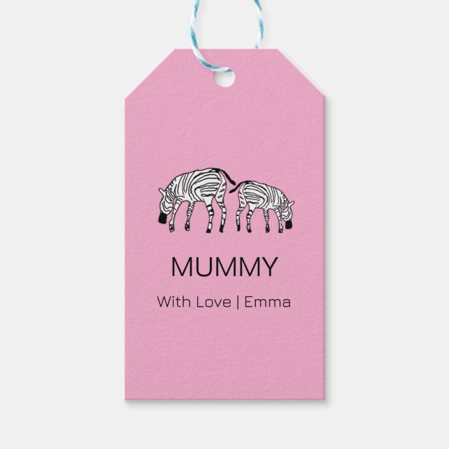 Happy und Niedlich Kenya Zebras Mummy Geschenkanhänger (Vorderseite)