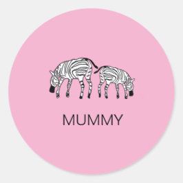 Happy und Niedlich Kenya Zebras Mummy Runder Aufkleber