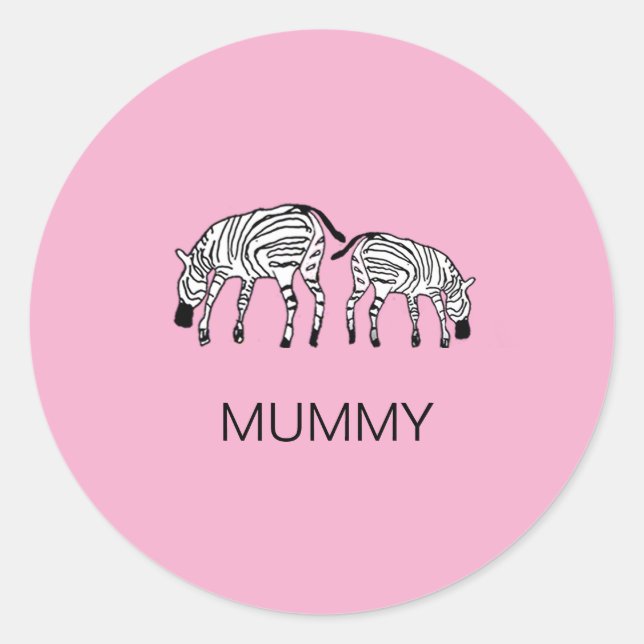 Happy und Niedlich Kenya Zebras Mummy Runder Aufkleber (Vorderseite)