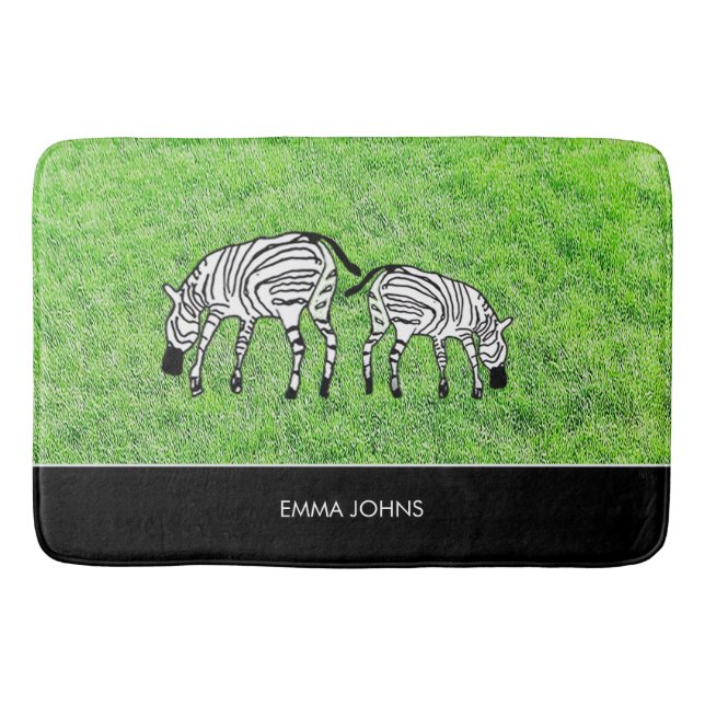 Happy und Niedlich Kenyan Zebras Badematte (Vorderseite)
