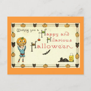 Happy und Unglaublich witzig Halloween Vintag Postkarte