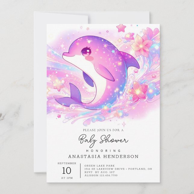 Happy Under the Sea Dolphin Baby Shower Einladung (Vorderseite)