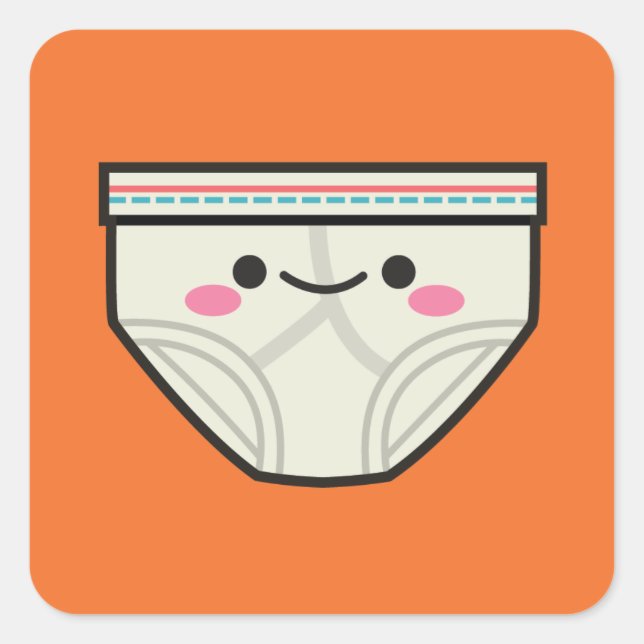 Happy Underpants Quadratischer Aufkleber (Vorderseite)