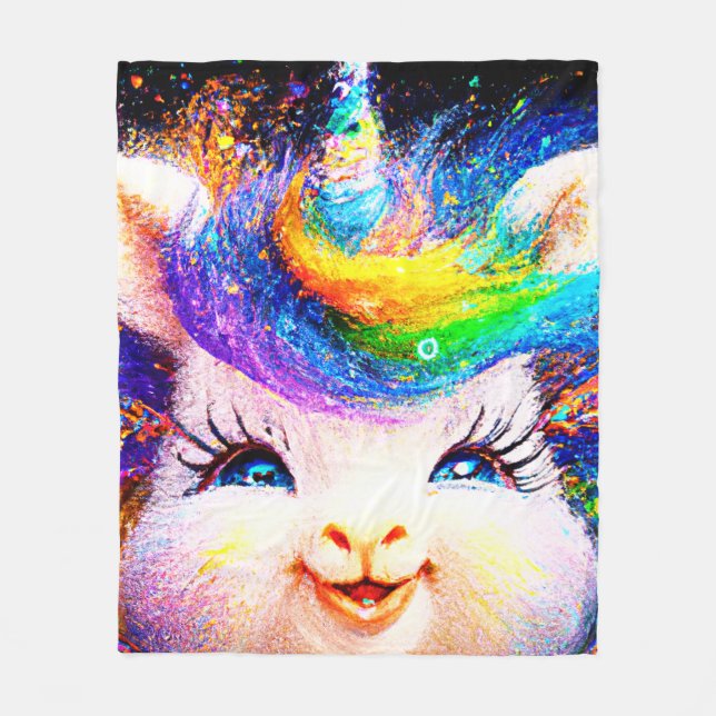 Happy Unicorn Fleecedecke (Vorderseite)