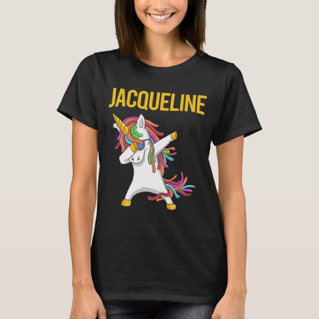 Happy Unicorn - Jacqueline Name T-Shirt (Vorderseite)