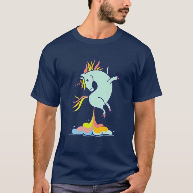 Happy Unicorn Kacke Funny Magical Rainbow Gift T-Shirt (Vorderseite)