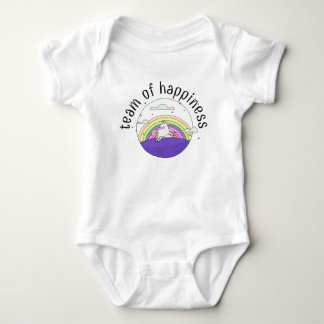 Happy Unicorn mit einem Regenbogen Lila Baby Strampler