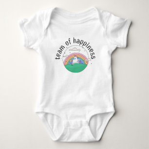 Happy Unicorn mit Regenbogen Baby Strampler