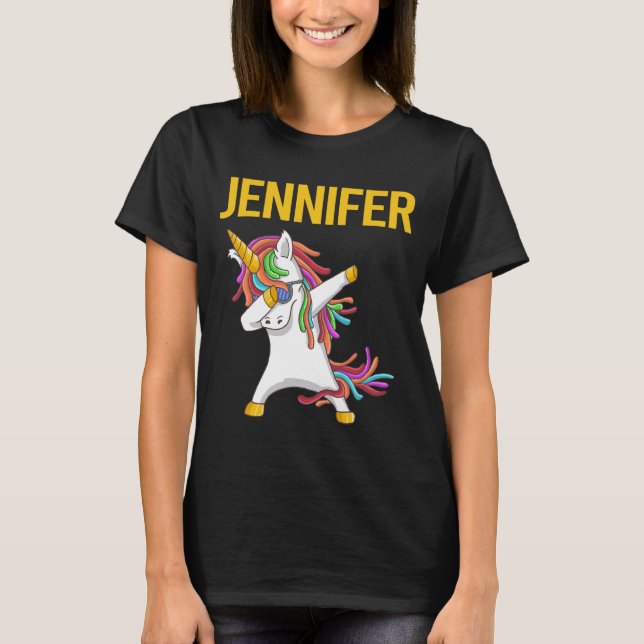 Happy Unicorn - Name Jennifer T-Shirt (Vorderseite)