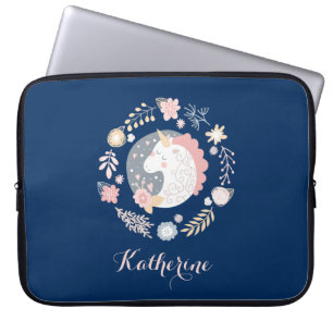 Happy Unicorn Niedliche Personalisierte Marine Laptopschutzhülle