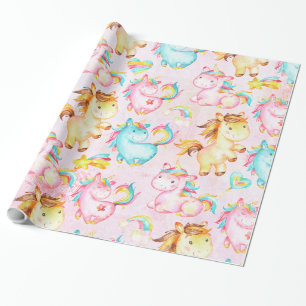 Happy Unicorns Pattern-Einhorn-Liebe in Rosa Geschenkpapier