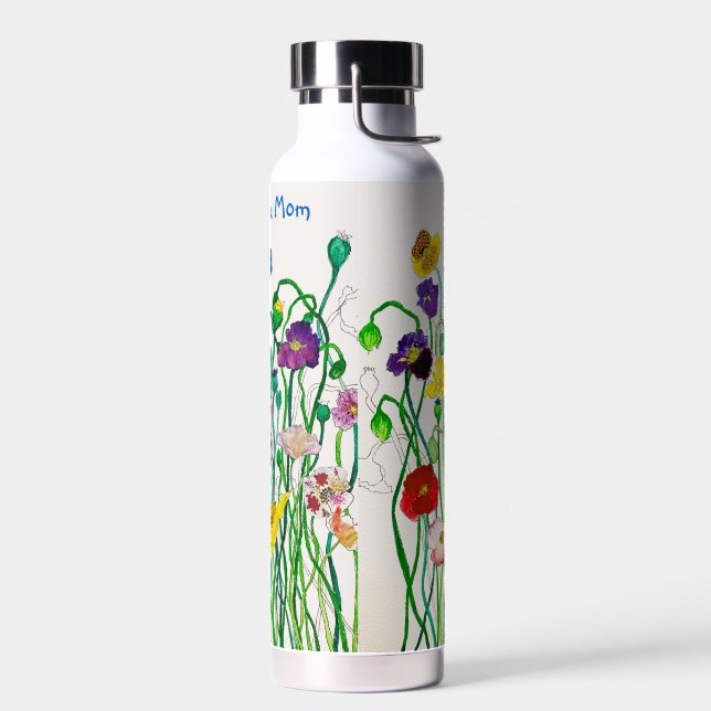 Happy Unique Wild Poppy mit Namen Trinkflasche (Links)
