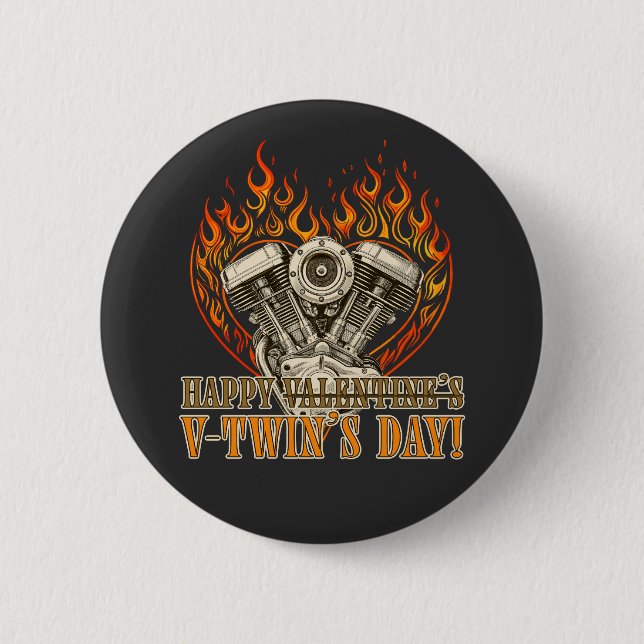 Happy V-Twin’s Day, Anti Valentine, Chopper Lovers Button (Vorderseite)