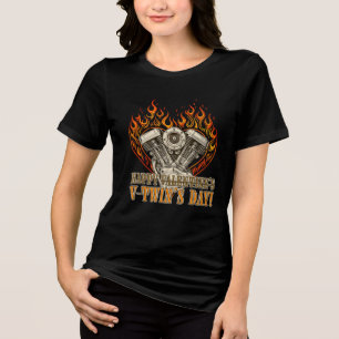 Happy V-Twin’s Day, Anti Valentine, Chopper Lovers Tri-Blend Shirt