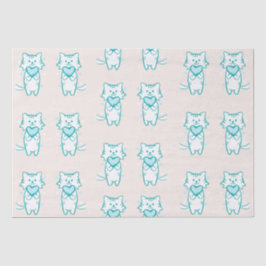 Happy Valentine Aquamarin Kitty Seidenpapier