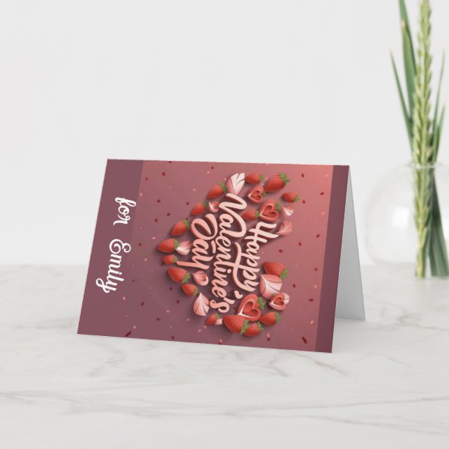 Happy Valentine Card Rosa Apfelherzkarte Liebe Dankeskarte (Vorderseite)