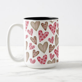 Happy valentine day elegant colorful hearts zweifarbige tasse