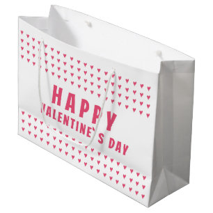 Happy Valentine Day Pink White Heart Große Geschenktüte