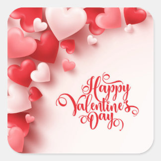 Happy Valentine Day Quadratischer Aufkleber
