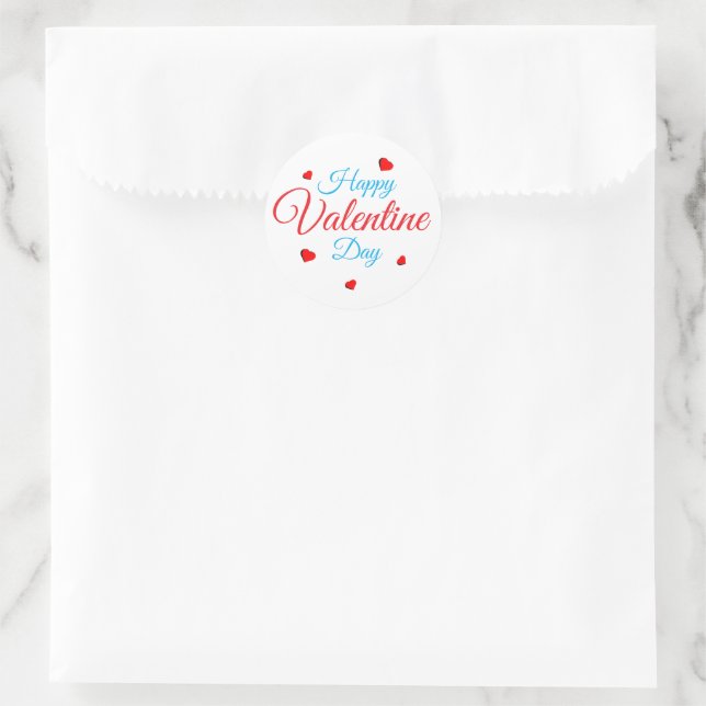 Happy Valentine Day Runder Aufkleber (Tasche)
