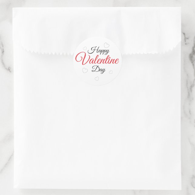 Happy Valentine Day Runder Aufkleber (Tasche)