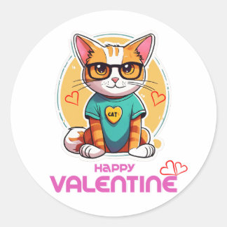 Happy Valentine Day Runder Aufkleber