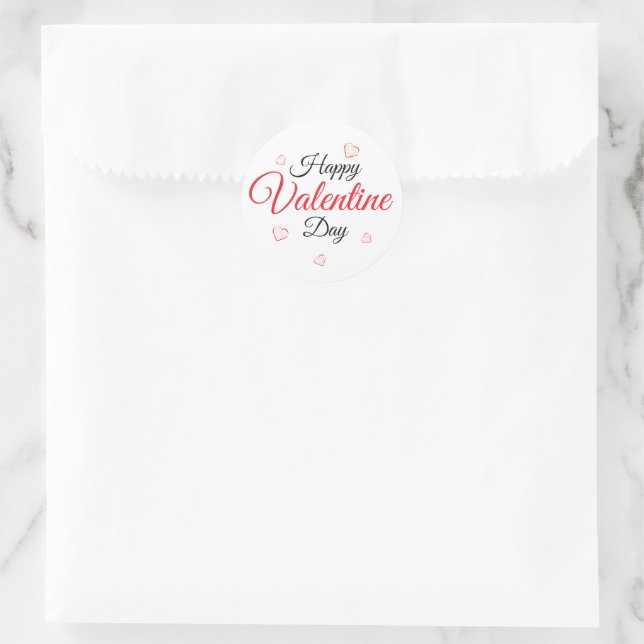 Happy Valentine Day Runder Aufkleber (Tasche)