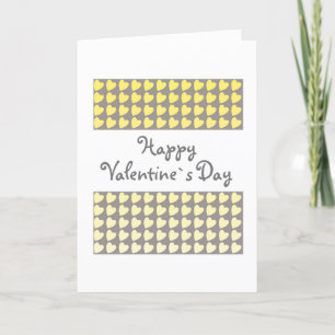Happy Valentine Day Yellow Gray Heart Pattern Feiertagskarte