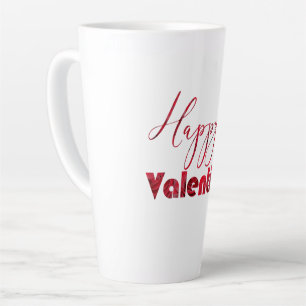 Happy Valentine Elegante Rote Rosen Text Romantisc Milchtasse