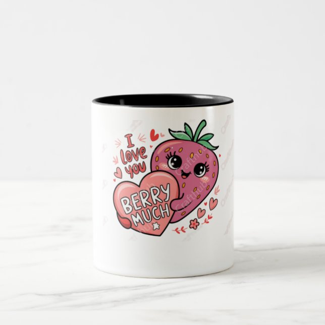 Happy Valentine Erdbeere Liebe Tasse (Mittel)
