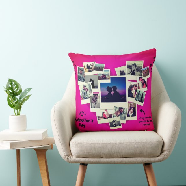 Happy Valentine Foto Collage Personalisierte Liebe Kissen (Stuhl )