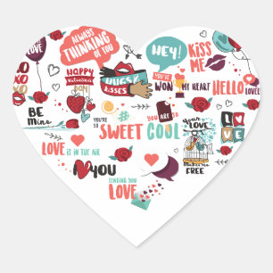 Happy Valentine Funny Mignonnes Stickers Illustrat