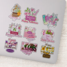 Happy Valentine Glossy Custom Cut Vinyl Stickers