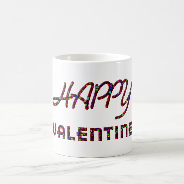 Happy Valentine Hearts Typografie Funny Niedlich Kaffeetasse (Mittel)