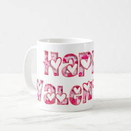 Happy Valentine Liebe hört Typografie Pink Kaffeetasse