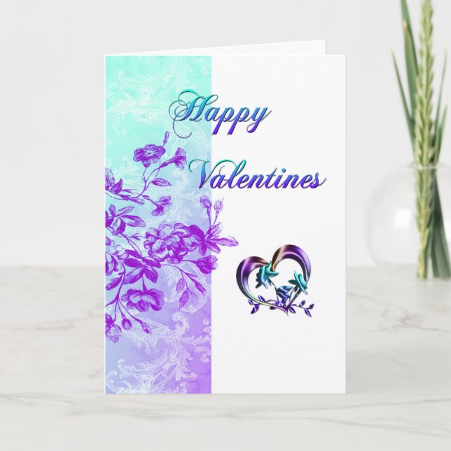 Happy Valentine (lila) Feiertagskarte (Vorderseite)