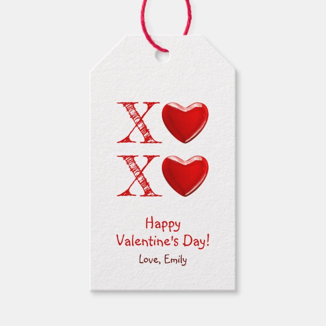 Happy Valentine mit Süßigkeiten aus süßem Herzen Geschenkanhänger (Vorderseite)