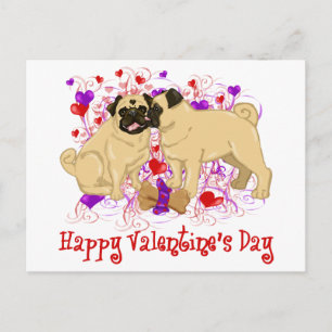 Happy Valentine Mops Küssen T-Shirts Feiertagspostkarte