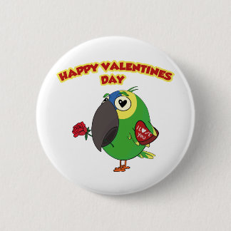 happy valentine parrot button