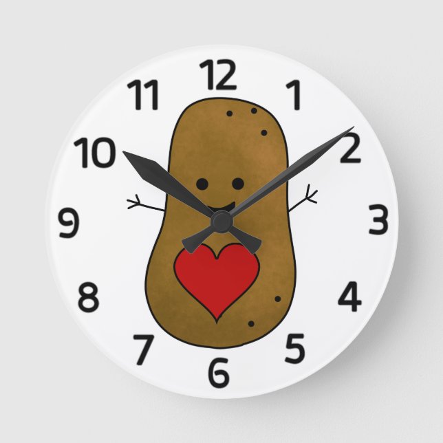 Happy Valentine Potato, Liebe und Herz Runde Wanduhr (Vorderseite)