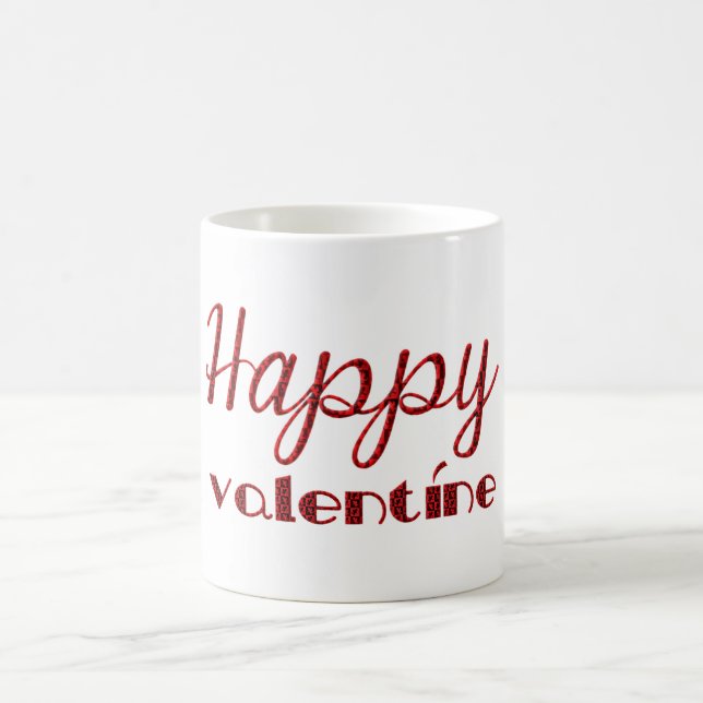 Happy Valentine Red Black Cupid Typografie Kaffeetasse (Mittel)