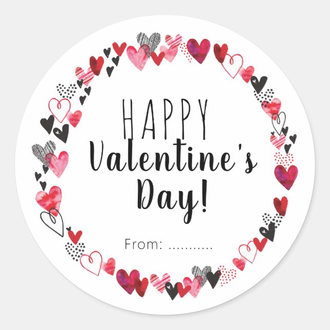 Happy valentine runder aufkleber (Vorderseite)