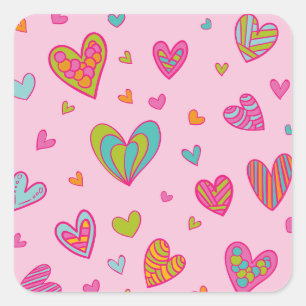 Happy valentine`s day 2024 Mit Herz-Liebe Quadratischer Aufkleber