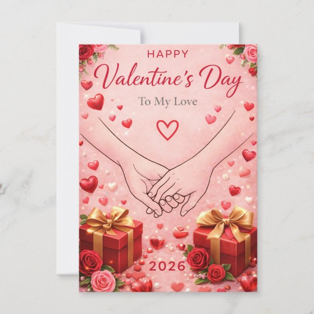 Happy Valentine’s Day 2026 Romantic Love Greeting  Karte (Vorderseite)