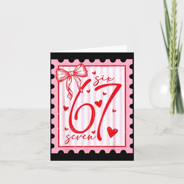 Happy Valentine’s Day 67 Meme Hearts Coquette Bow  Karte (Vorderseite)